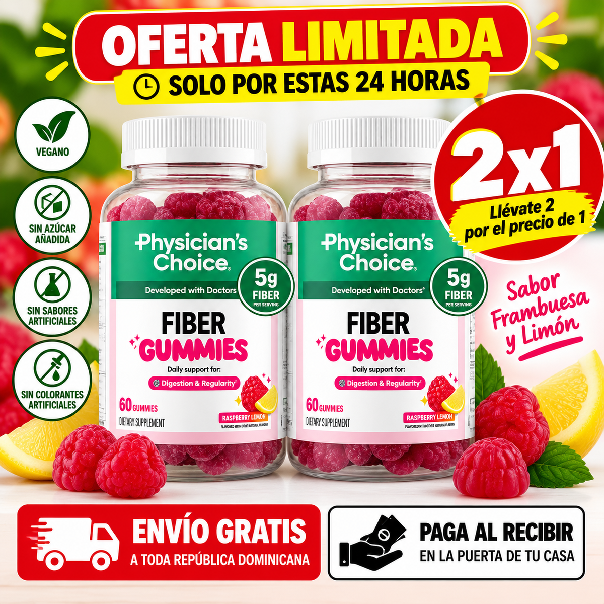Fiber Gummies – Gomitas de Fibra Prebiótica Apoyo diario para tu digestión y regularidad intestinal