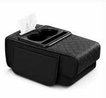 Organizador de Asiento para Auto con Portavasos y Pañuelos o Car Organizer 3 en 1 – Orden y Comodidad para tu Vehículo.