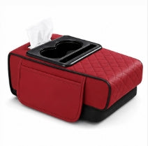 Organizador de Asiento para Auto con Portavasos y Pañuelos o Car Organizer 3 en 1 – Orden y Comodidad para tu Vehículo.