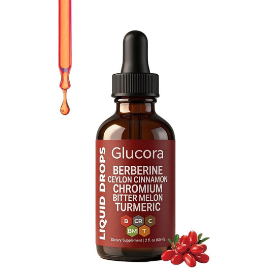 Glucora Berberine — Gotas de Apoyo Metabólico  Berberina + Canela de Ceilán + Cromo + Melón Amargo + Cúrcuma