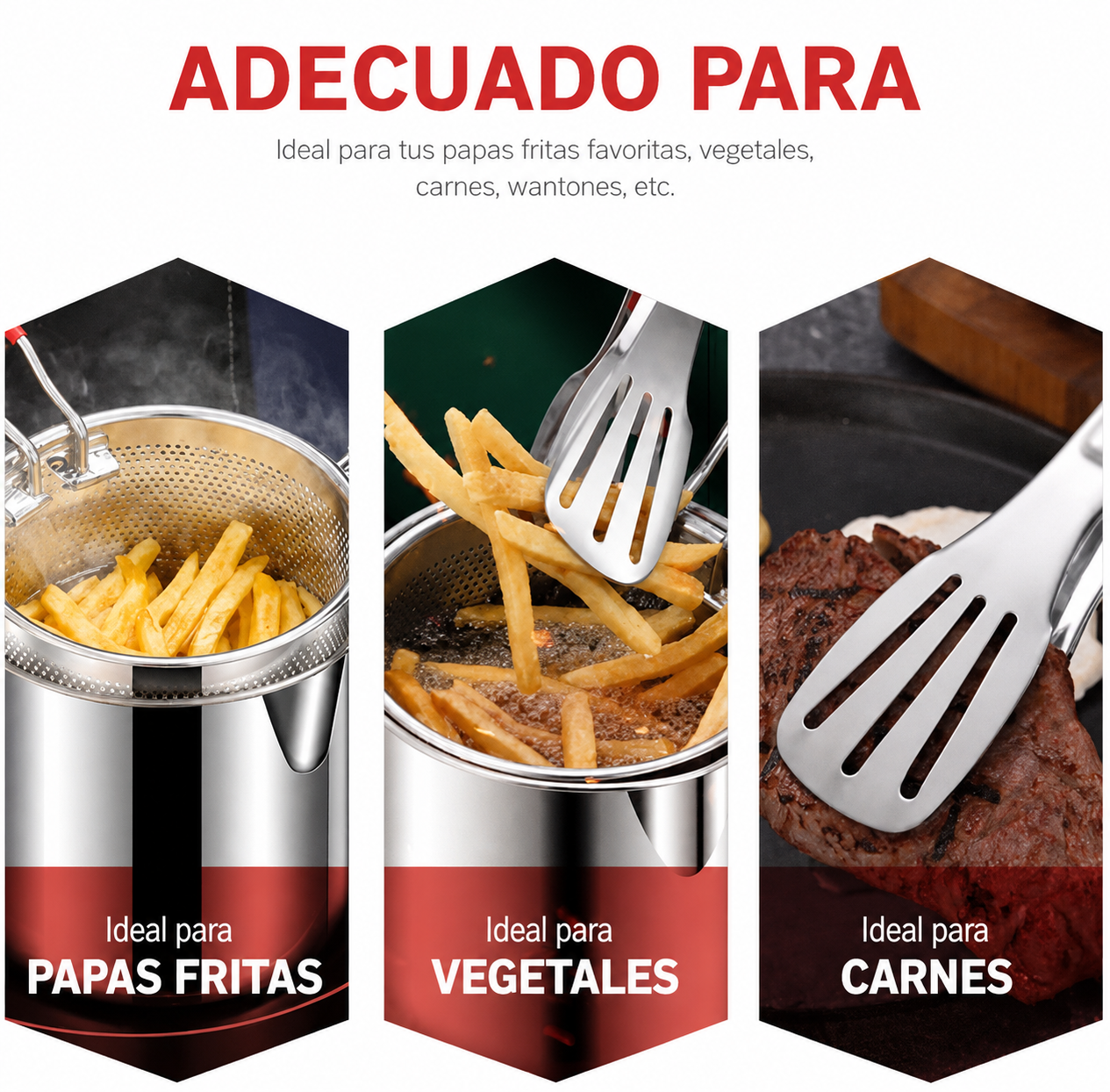 Freidora Multifuncional de Acero Inoxidable con Canasta y Tapa
